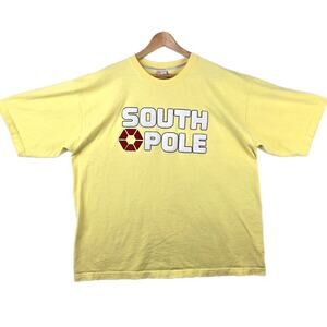 Vintage Southpole Spell Out Yellow T-Shirt Baggy Size XXL Y2K Hip Hop Skater